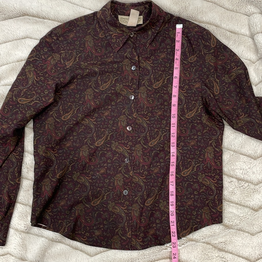 Jones New York Silk Paisley Button Up Longsleeve - Picture 8 of 13